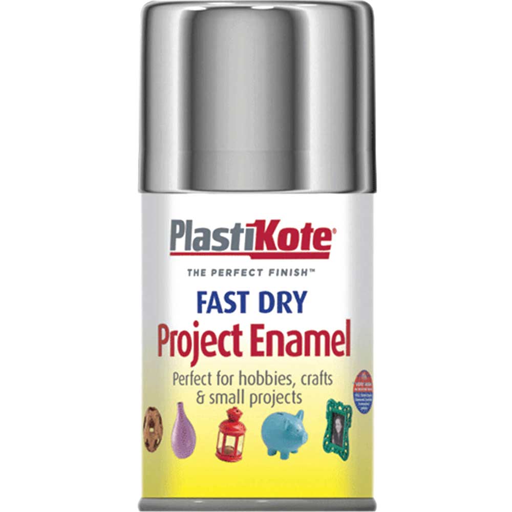 Plastikote Dry Enamel Aerosol Spray Paint Chrome 100ml