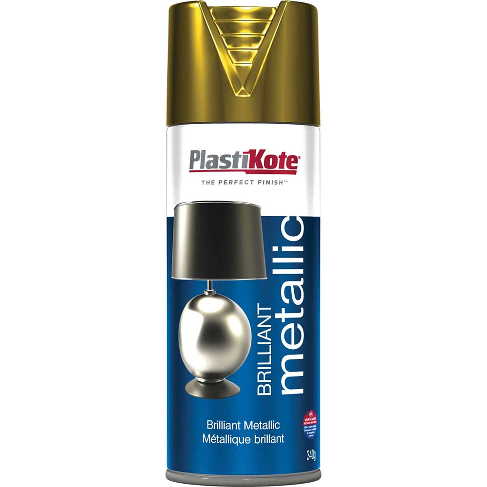 Image of Plastikote Brilliant Metallic Aerosol Spray Paint Gold 400ml