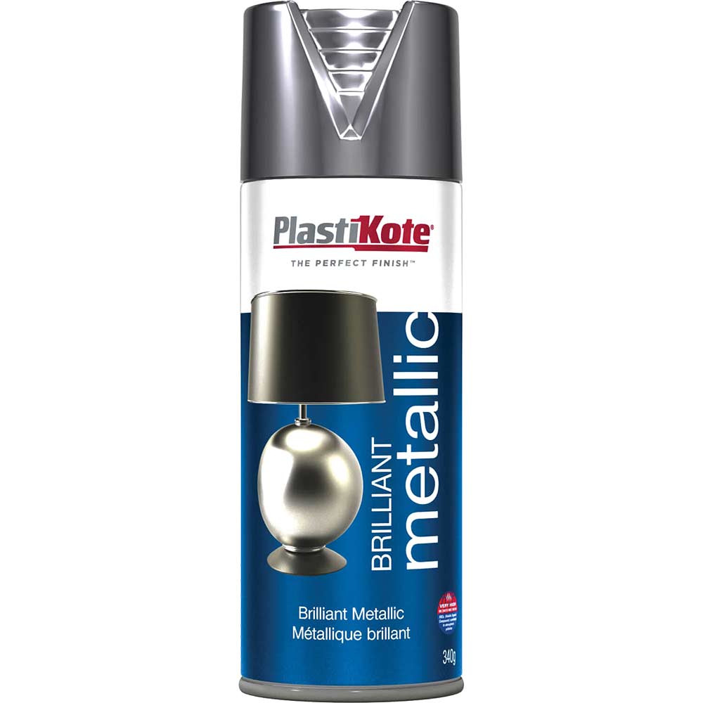 Image of Plastikote Brilliant Metallic Aerosol Spray Paint Silver 400ml