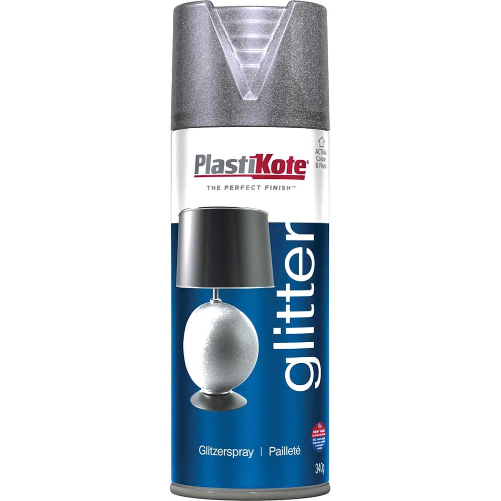 Image of Plastikote Glitter Effect Aerosol Spray Paint 400ml Silver