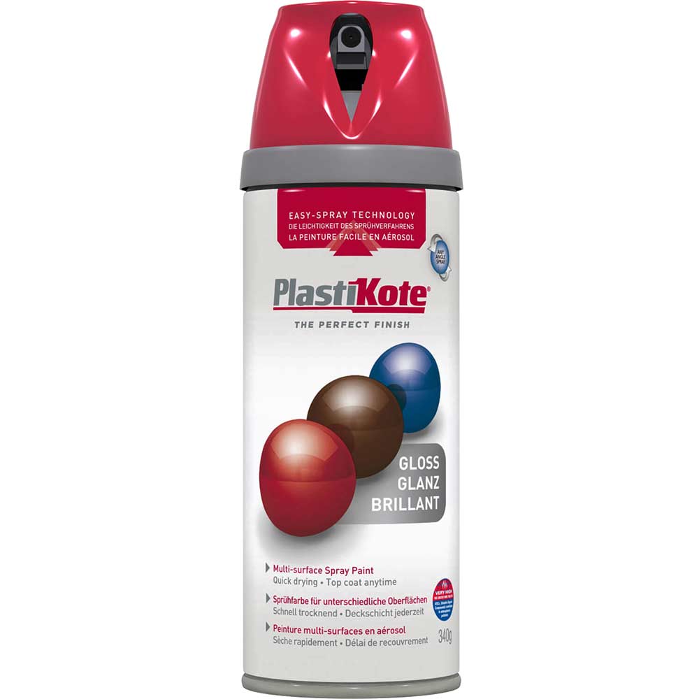 Image of Plastikote Premium Gloss Aerosol Spray Paint Bright Red 400ml