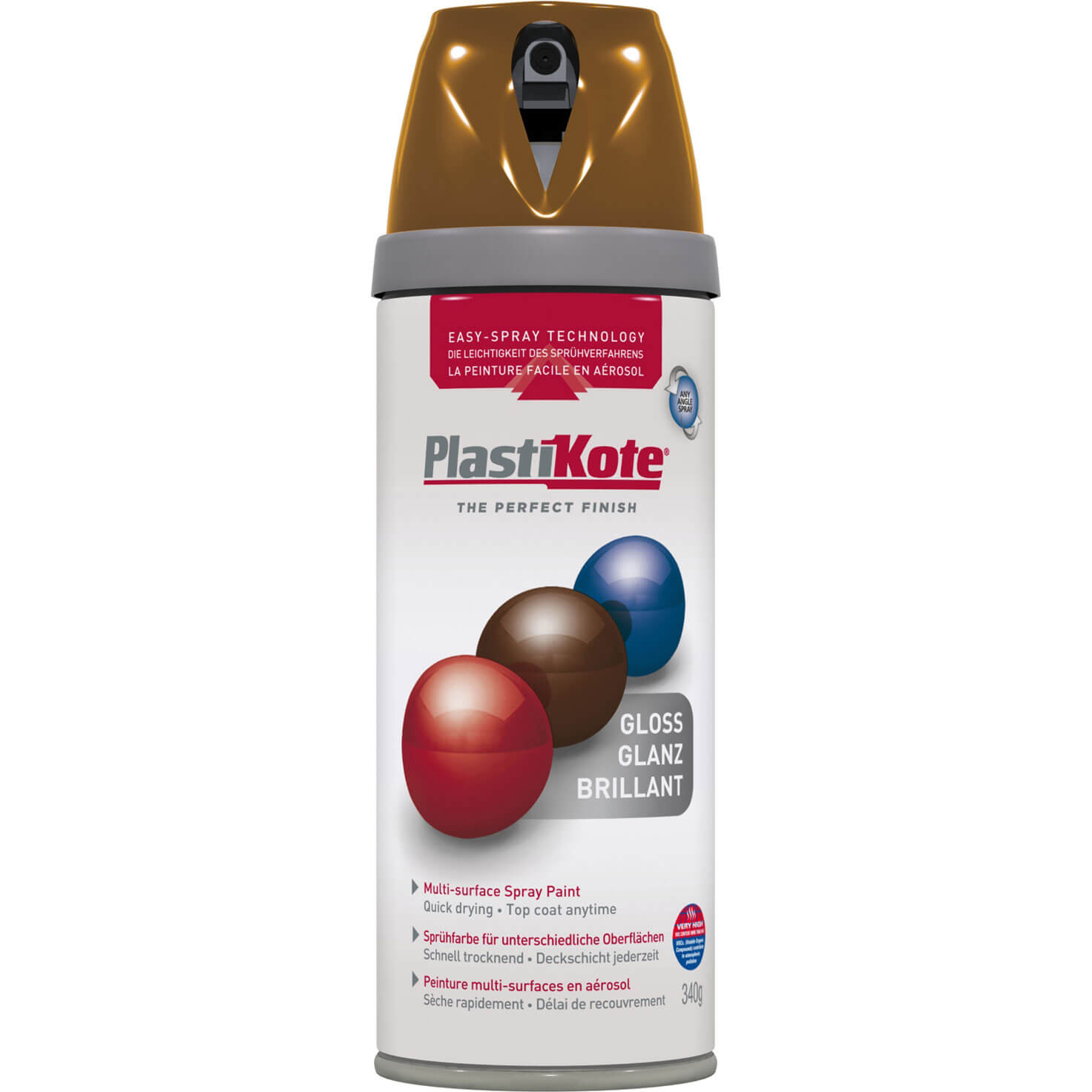 Image of Plastikote Premium Gloss Aerosol Spray Paint Chestnut Brown 400ml