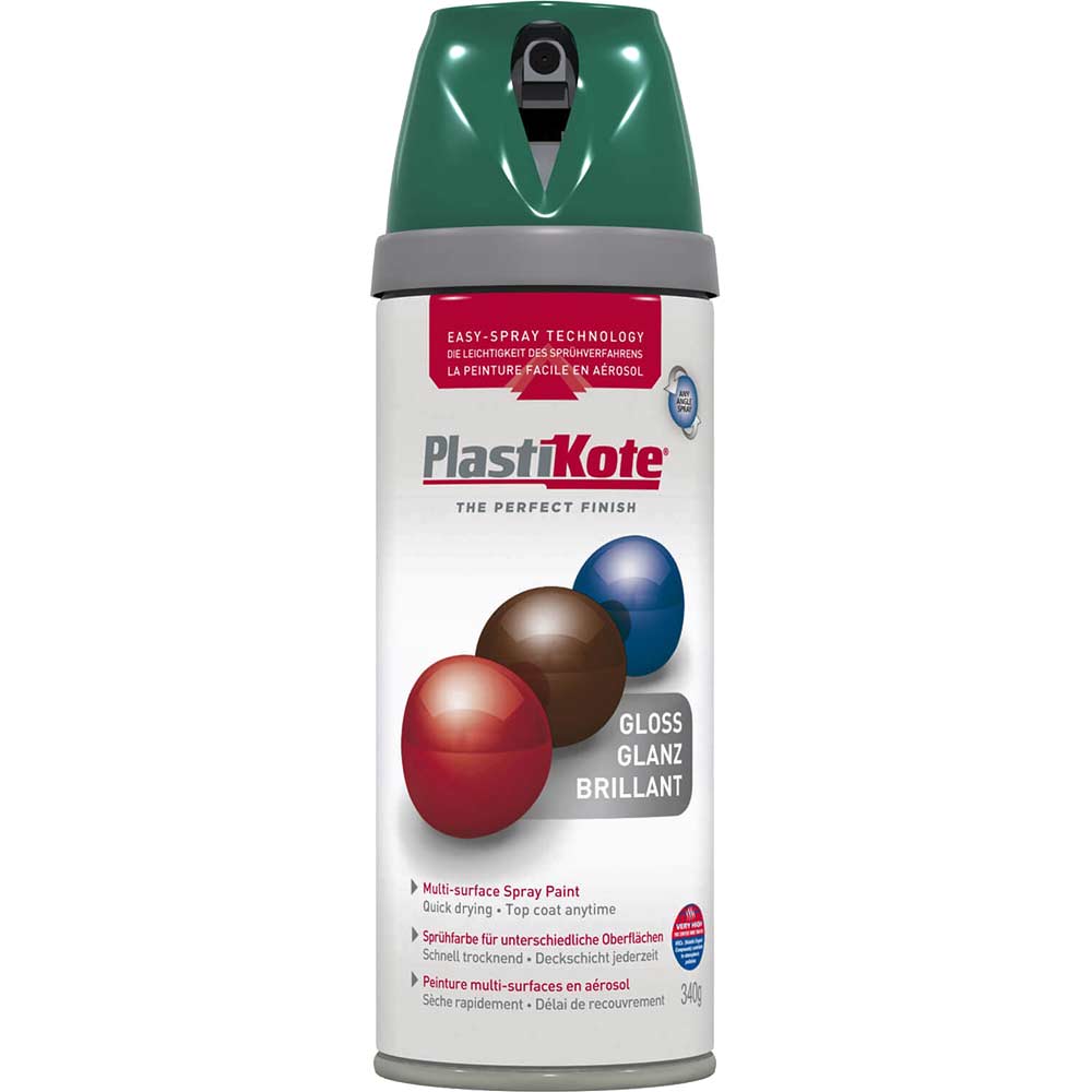 Image of Plastikote Premium Gloss Aerosol Spray Paint Lawn Green 400ml