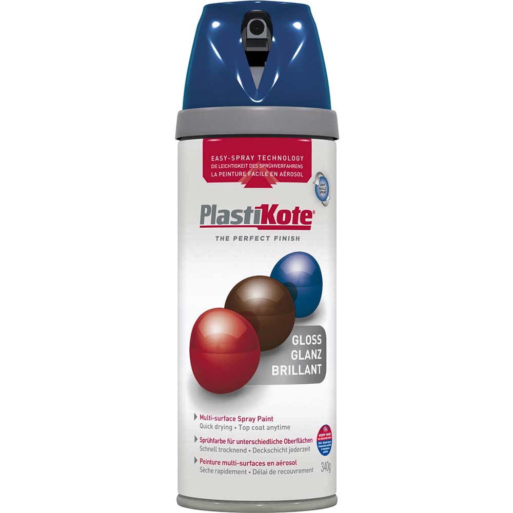 Image of Plastikote Premium Gloss Aerosol Spray Paint Royal Blue 400ml