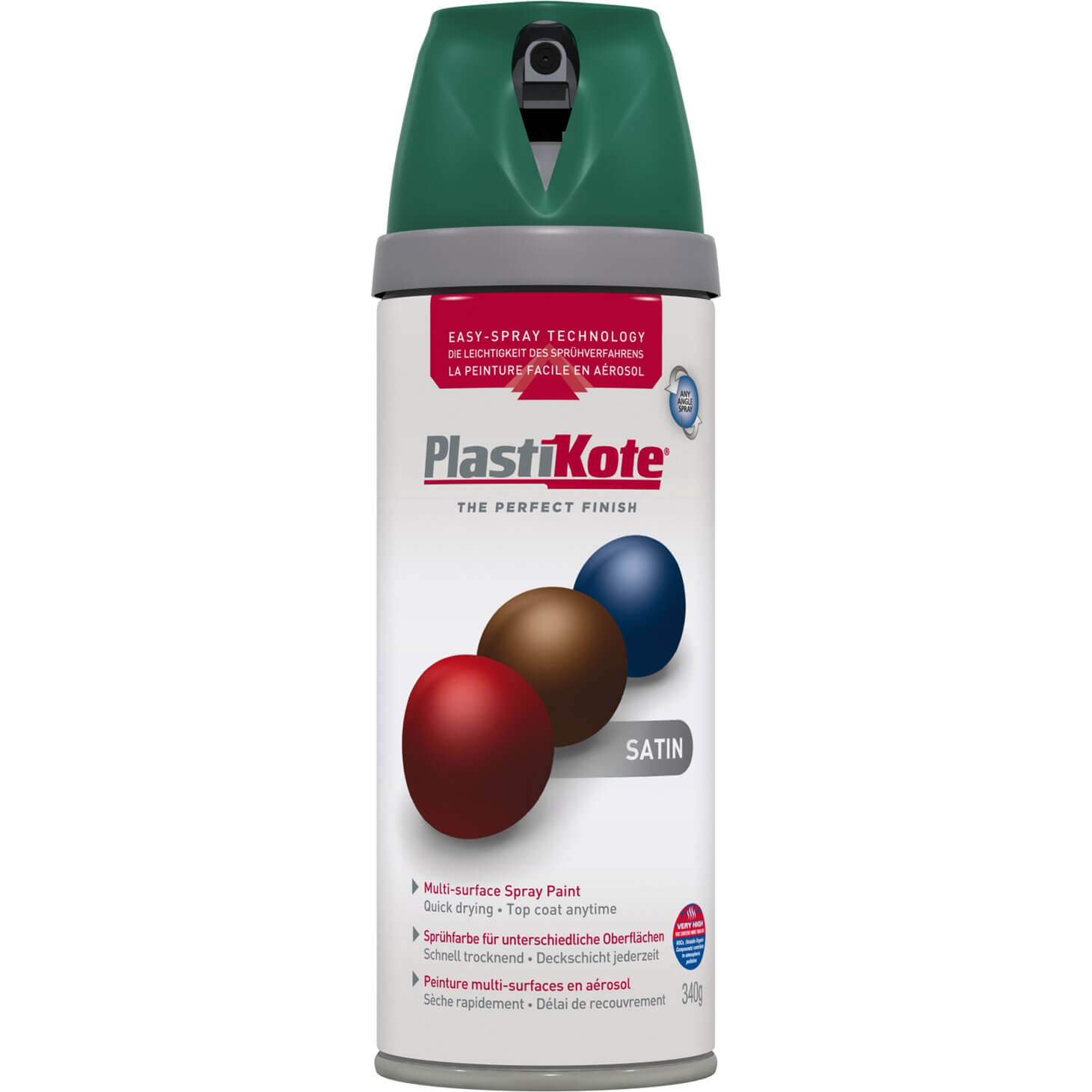 Image of Plastikote Premium Satin Aerosol Spray Paint Hunter Green 400ml