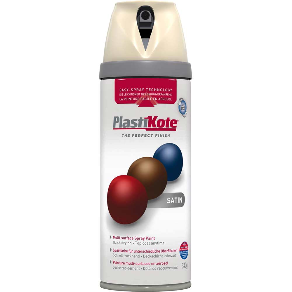 Image of Plastikote Premium Satin Aerosol Spray Paint Grey Beige 400ml