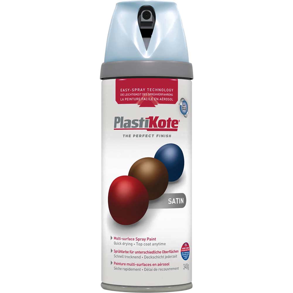 Image of Plastikote Premium Satin Aerosol Spray Paint Baby Blue 400ml