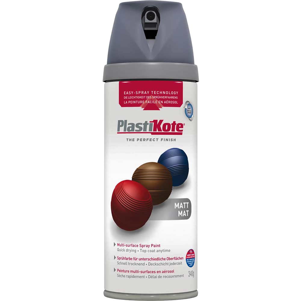 Image of Plastikote Premium Matt Aerosol Spray Paint Grey 400ml