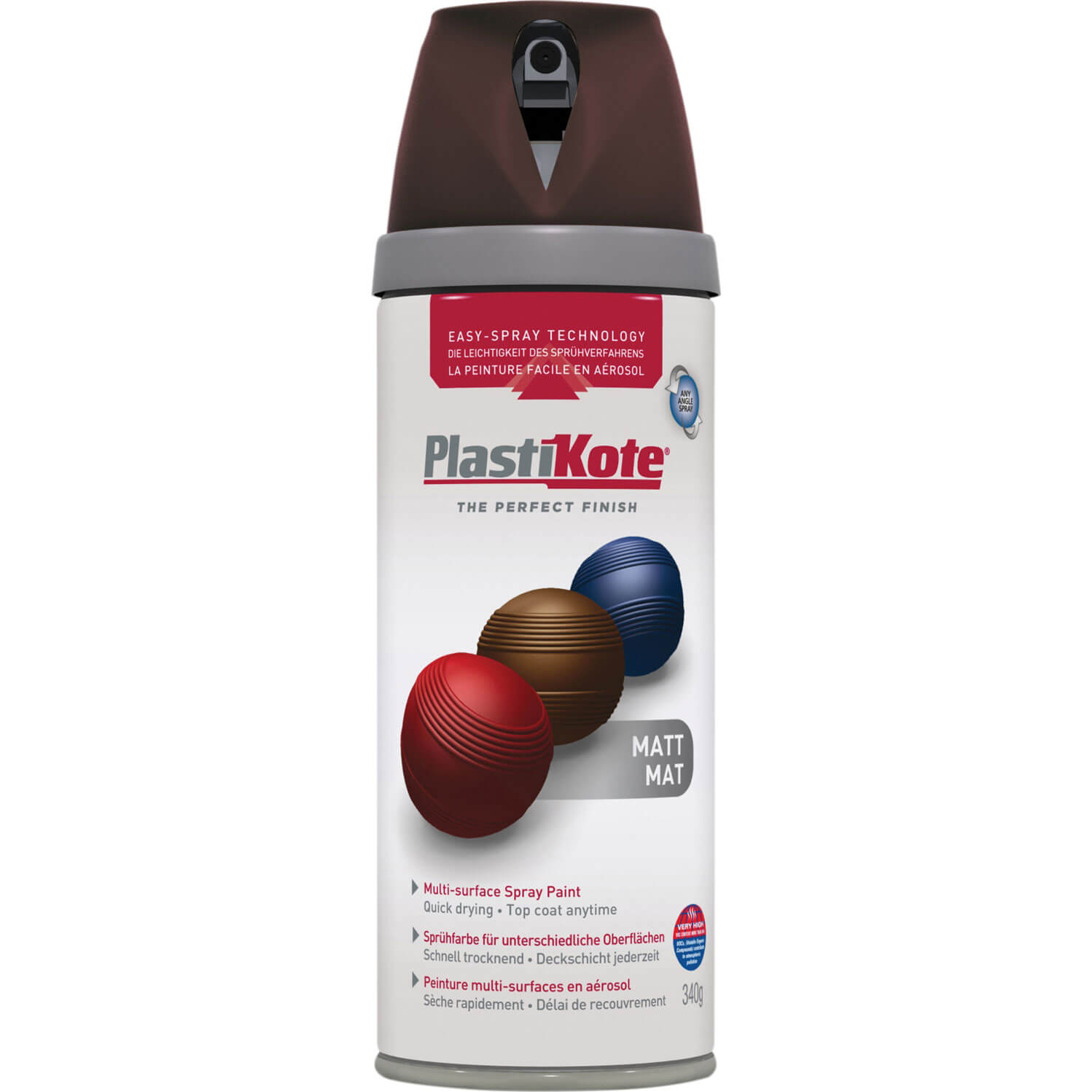 Image of Plastikote Premium Matt Aerosol Spray Paint Chocolate 400ml