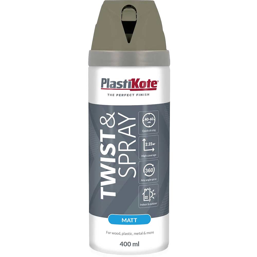 Plastikote Premium Matt Aerosol Spray Paint Quartz Grey 400ml