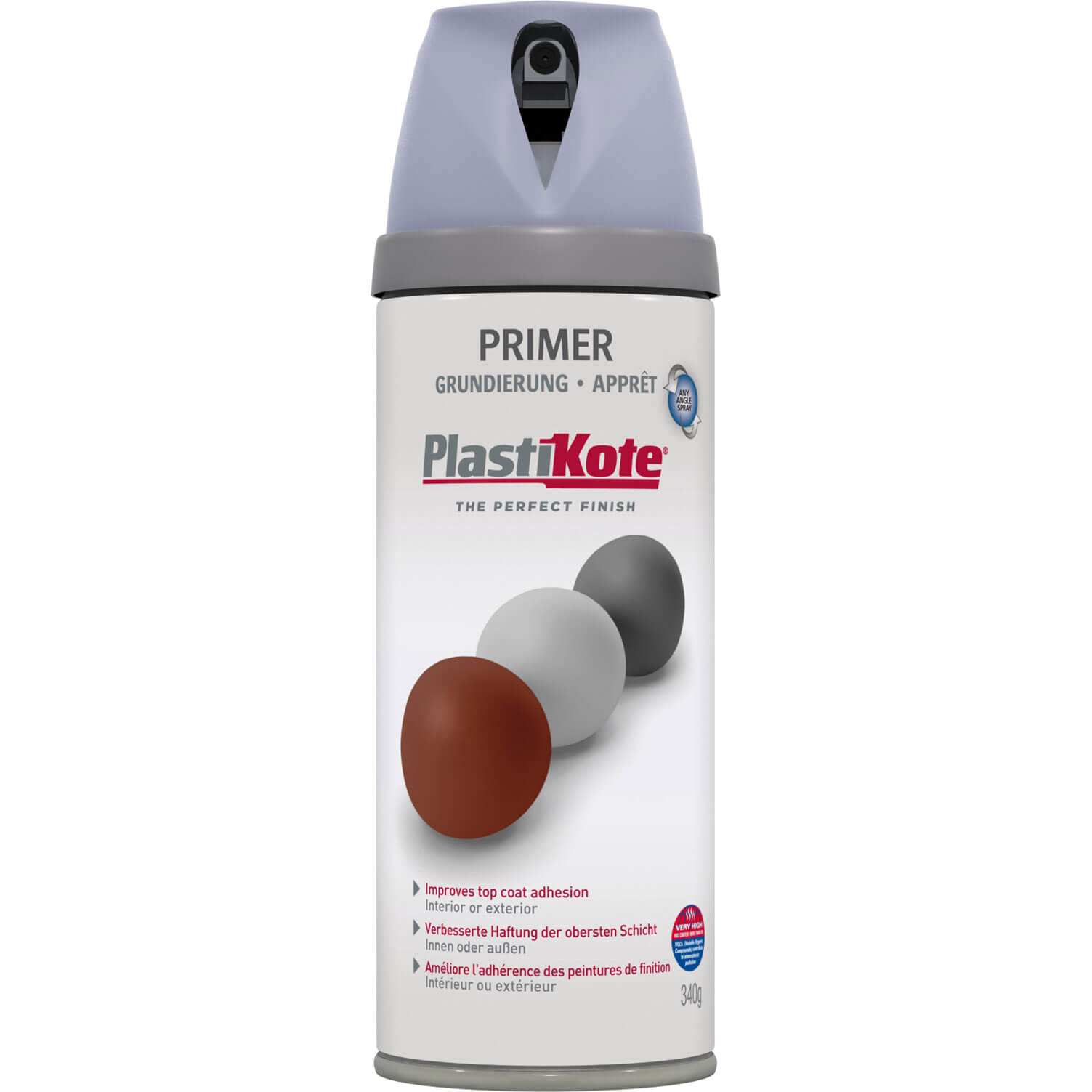 Image of Plastikote Primer Aerosol Spray Paint Grey 400ml