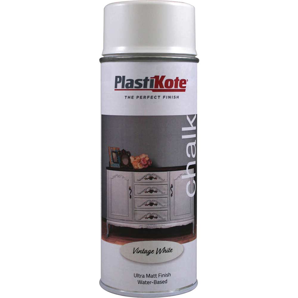 Image of Plasti-Kote Chalk Finish Spray Paint Vintage White 400ml