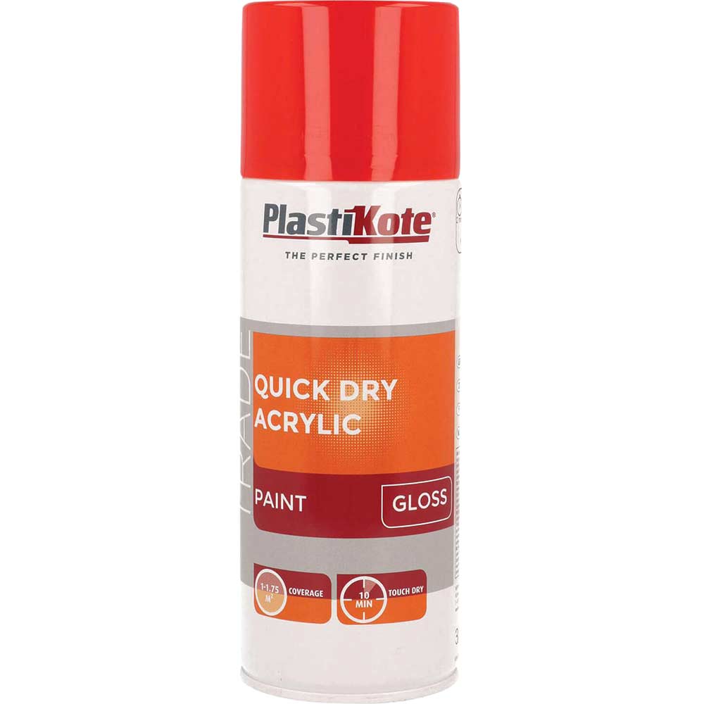 Plastikote Trade Quick Dry Acrylic Spray Paint Gloss Red 400ml