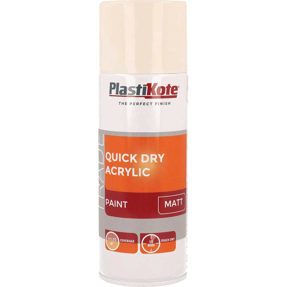 Plastikote Trade Quick Dry Acrylic Spray Paint Matt Magnolia 400ml