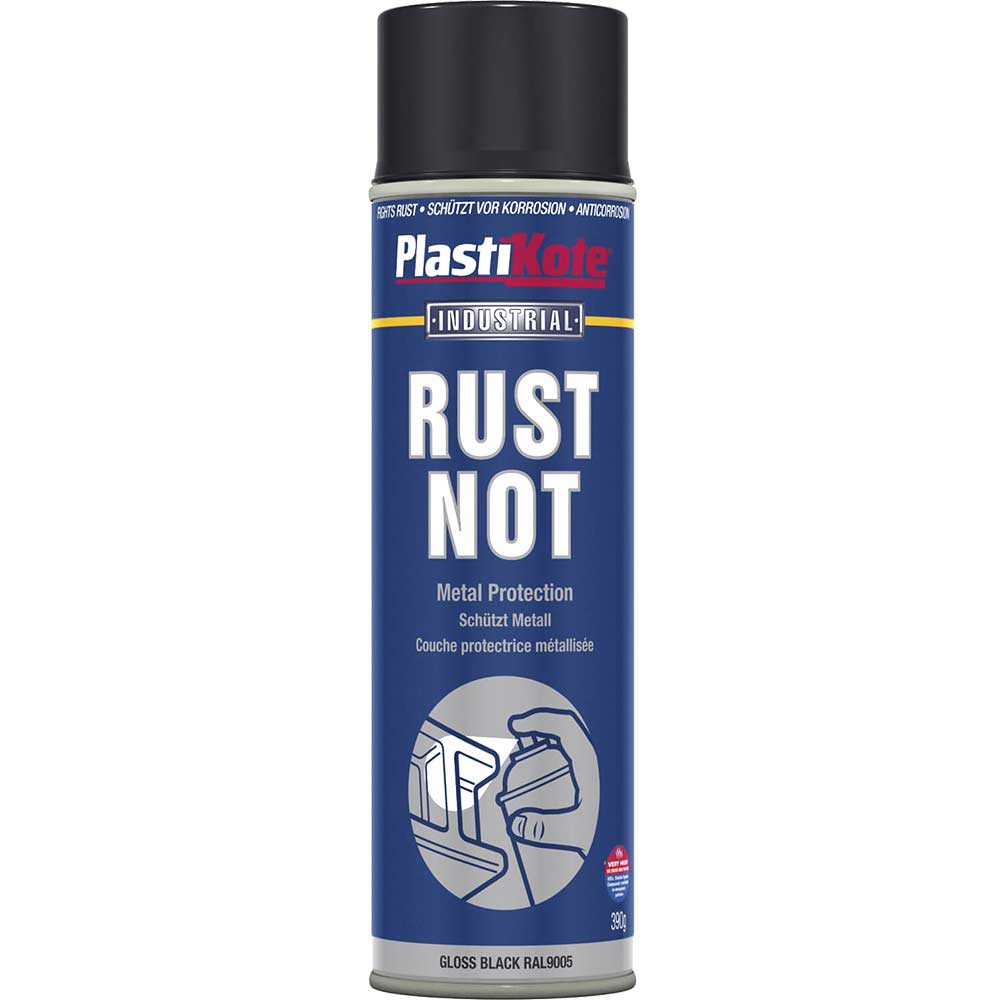 Plastikote Rust Not Aerosol Spray Paint Gloss Black 500ml