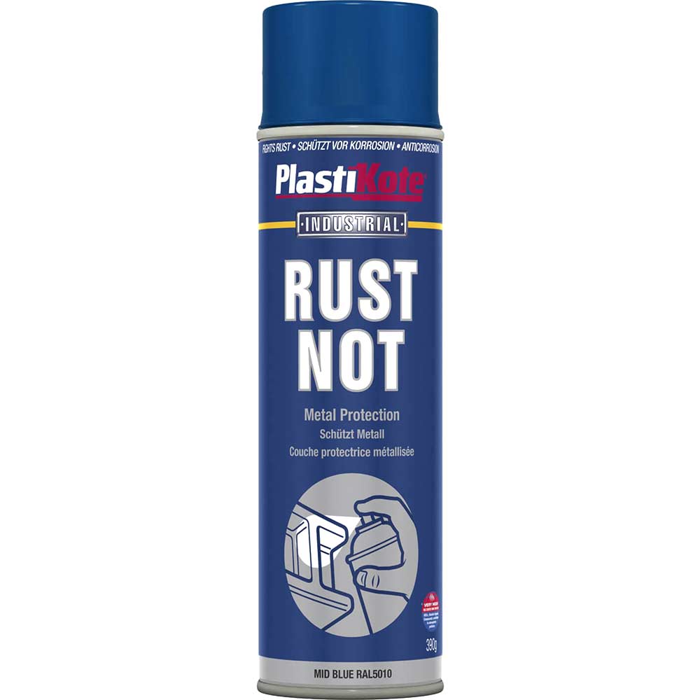 Image of Plastikote Rust Not Aerosol Spray Paint Mid Blue 500ml