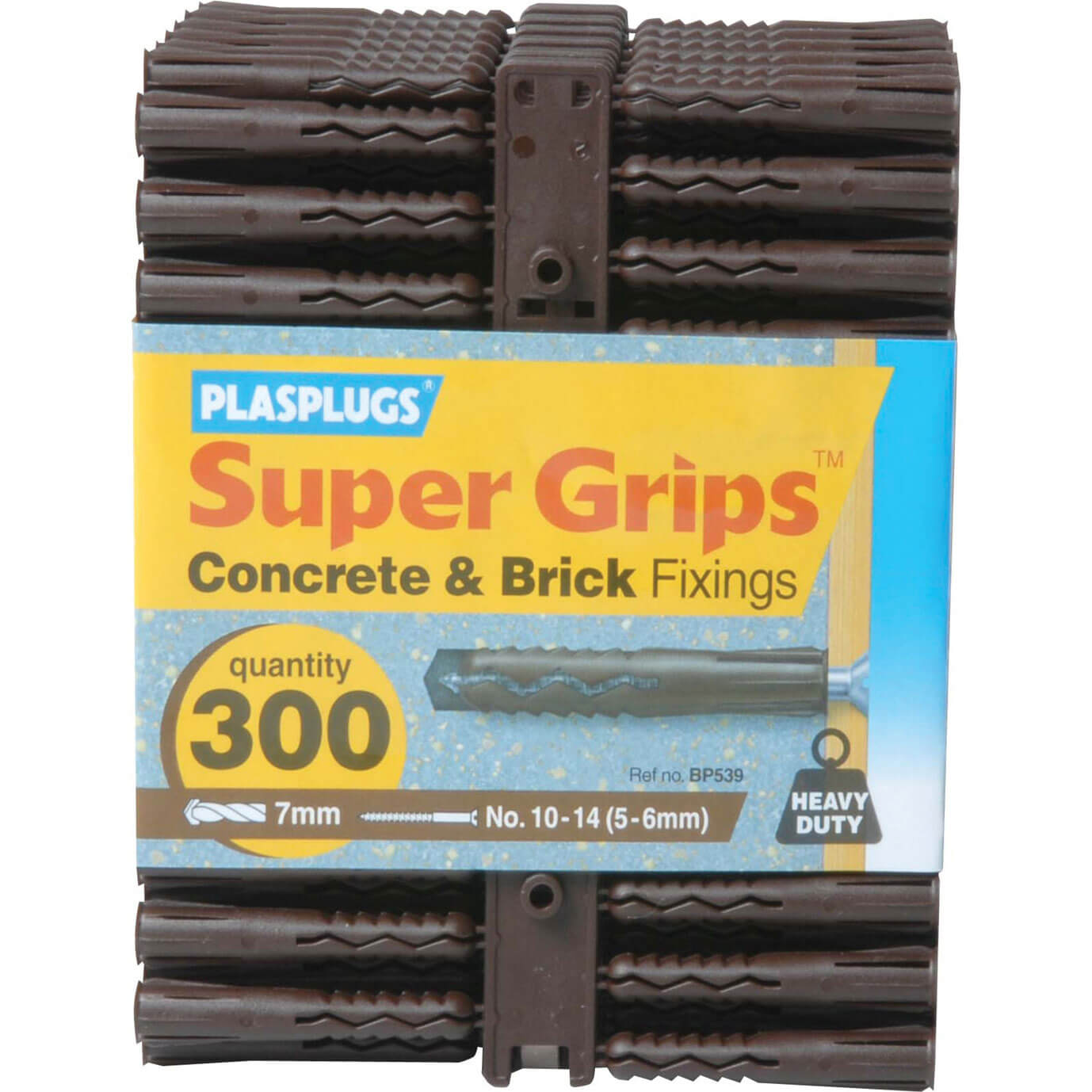 Image of Plasplugs Heavy Duty Super Grips Concrete and Brick Fixings Pack of 300