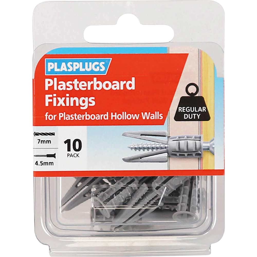 Image of Plasplugs Plasterboard Hollow Wall Fixings Pack of 10