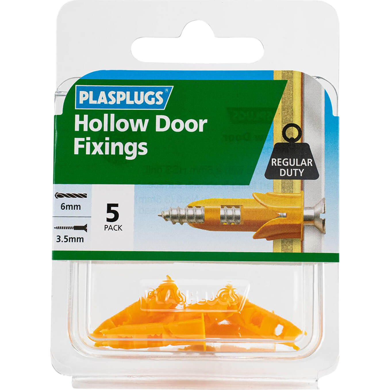 Image of Plasplugs Hollow Door Fixings Pack of 5