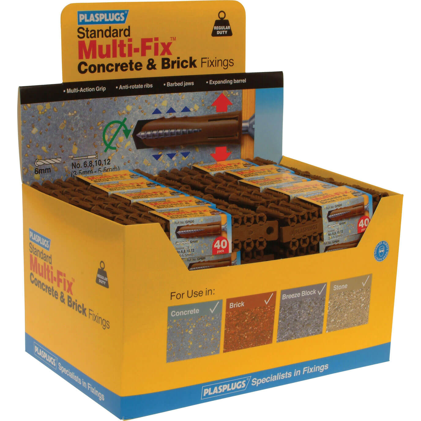 Image of Plasplugs Heavy Duty Multifix Concrete and Brick Fixings Pack of 2000
