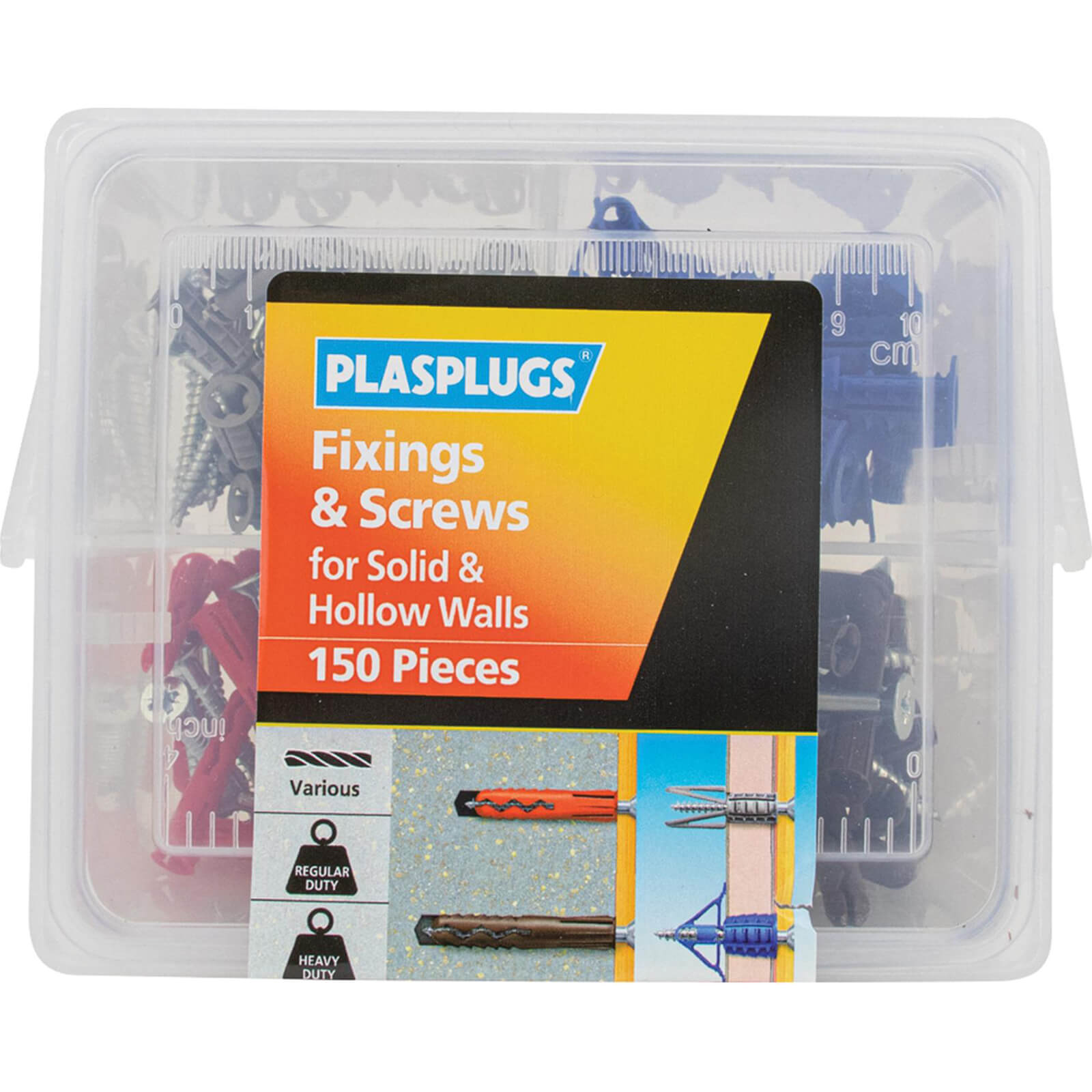 Image of Plasplugs 150 Piece Fixings and Screws Kit for Solid and Hollow Walls