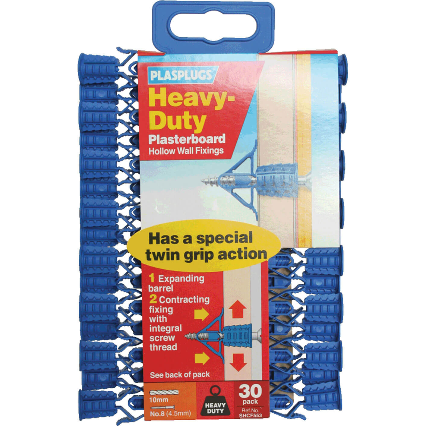 Image of Plasplugs Heavy Duty Plasterboard Hollow Wall Fixings Pack of 30