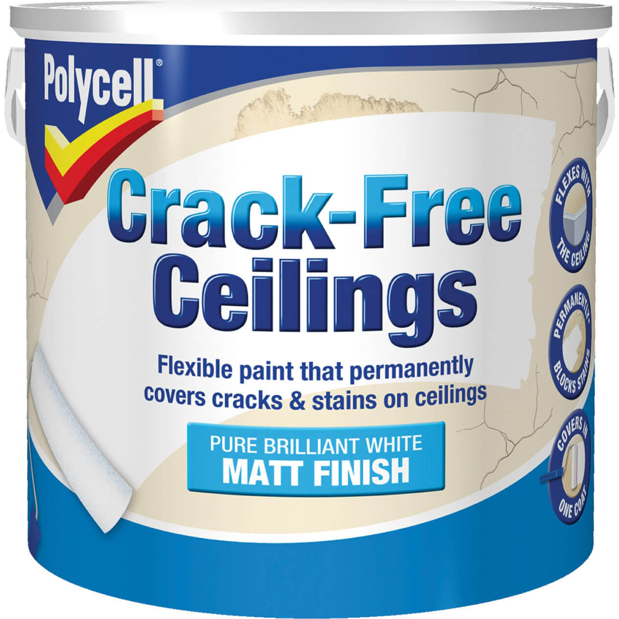 Image of Polycell Crack Free Ceiling Paint Smooth Matt 2.5l