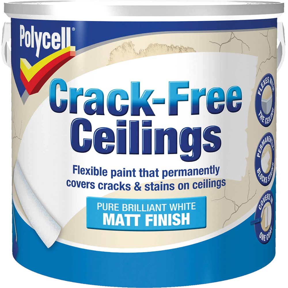 Image of Polycell Crack Free Ceiling Paint Smooth Matt 2.5l