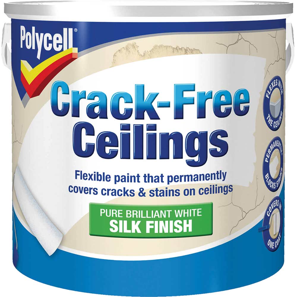 Image of Polycell Crack Free Ceiling Paint Smooth Silk 2.5l