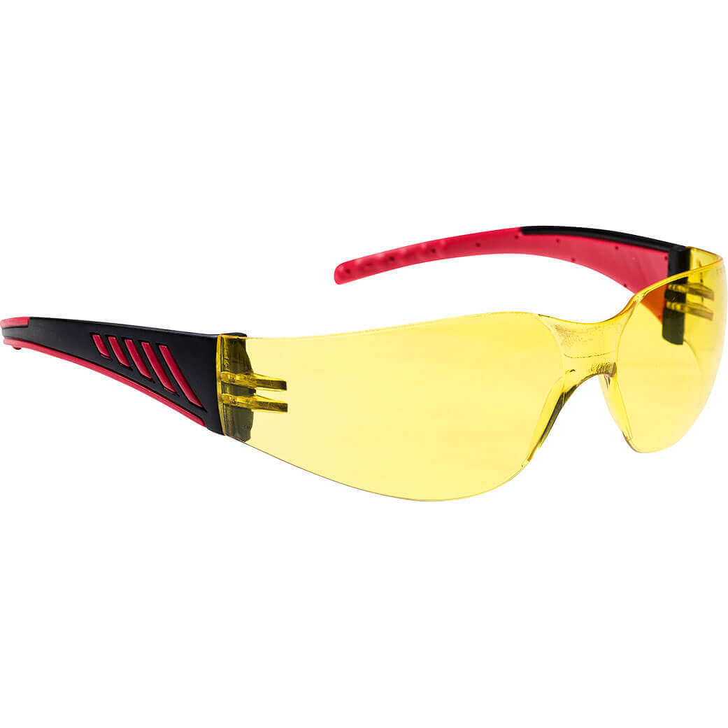 Image of Portwest Wrap Around Pro Safety Glasses Red Amber