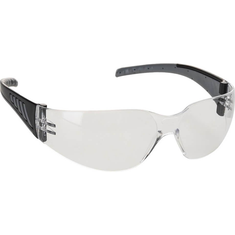 Image of Portwest Wrap Around Pro Safety Glasses Black Clear