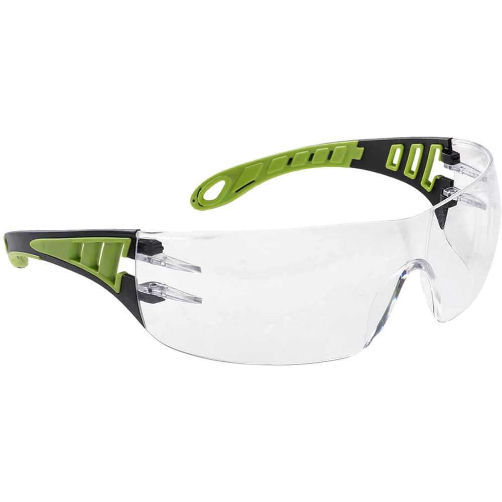 Portwest Tech Look Safety Glasses Green Clear