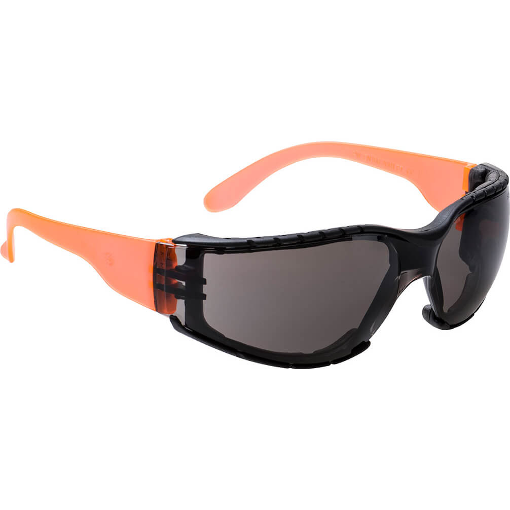 Image of Portwest Wrap Around Plus Safety Glasses Peach Smoke
