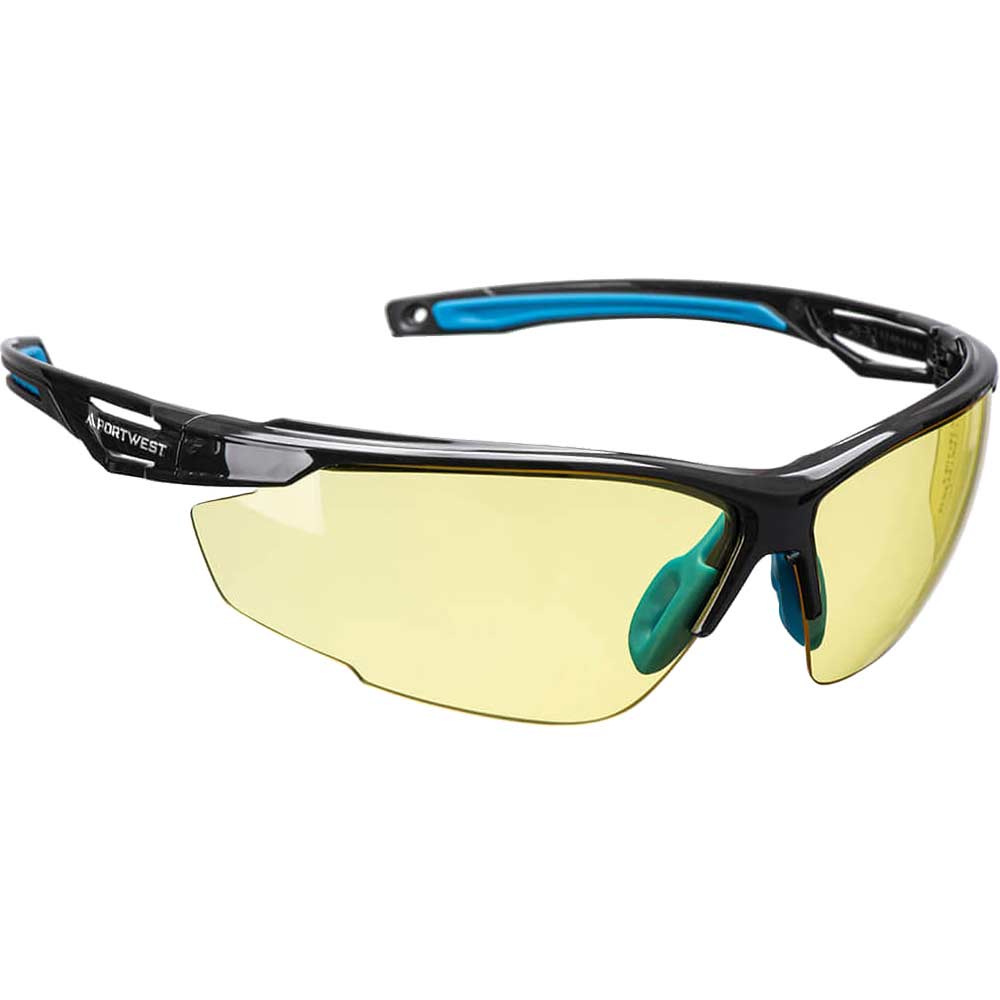 Portwest Anthracite KN Safety Glasses Black Amber
