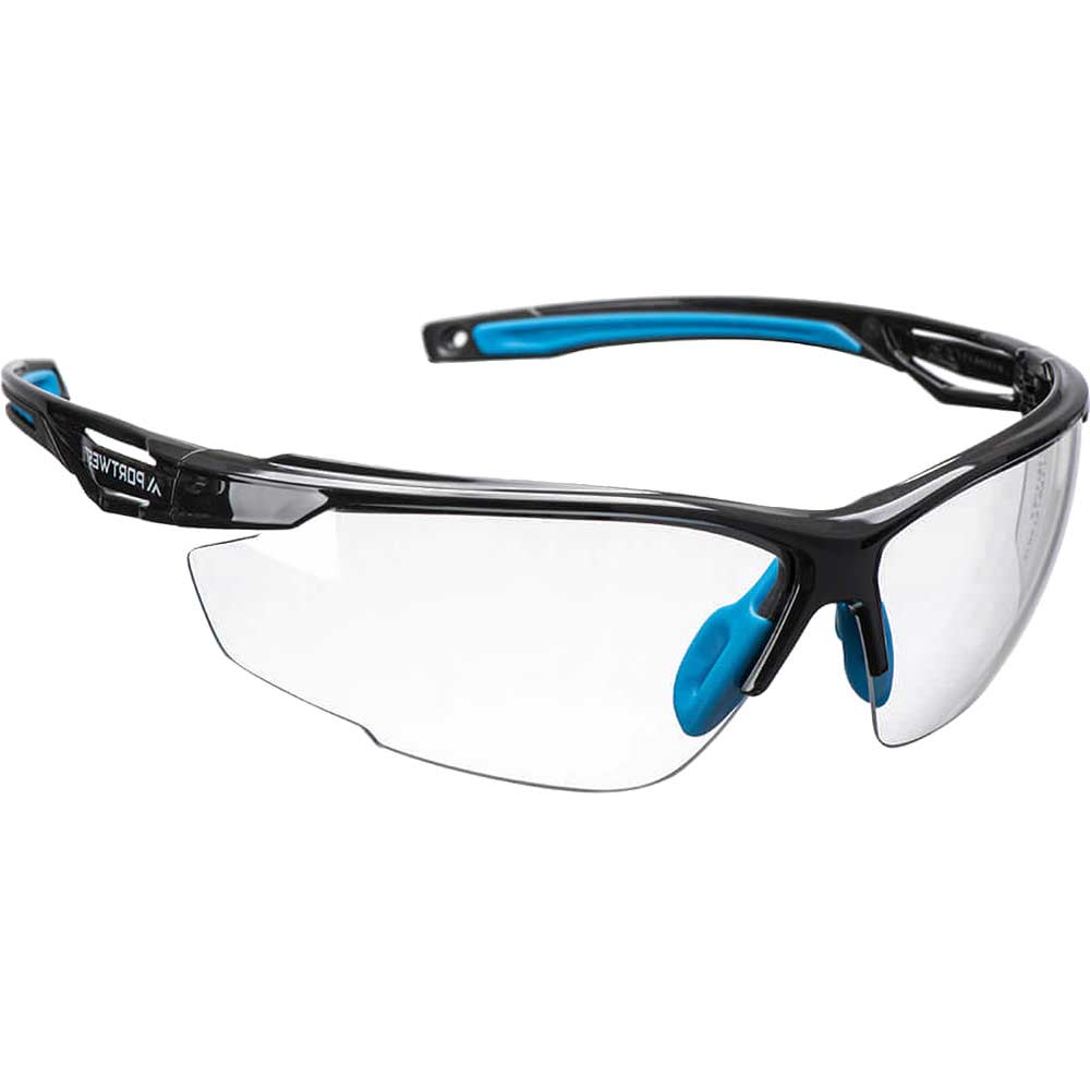 Portwest Anthracite KN Safety Glasses Black Clear