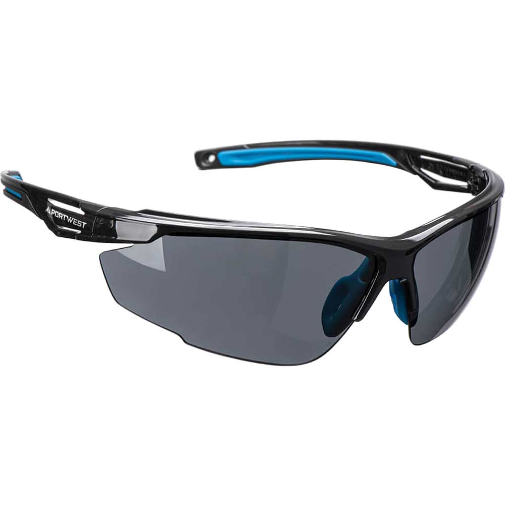 Portwest Anthracite KN Safety Glasses Black Smoke