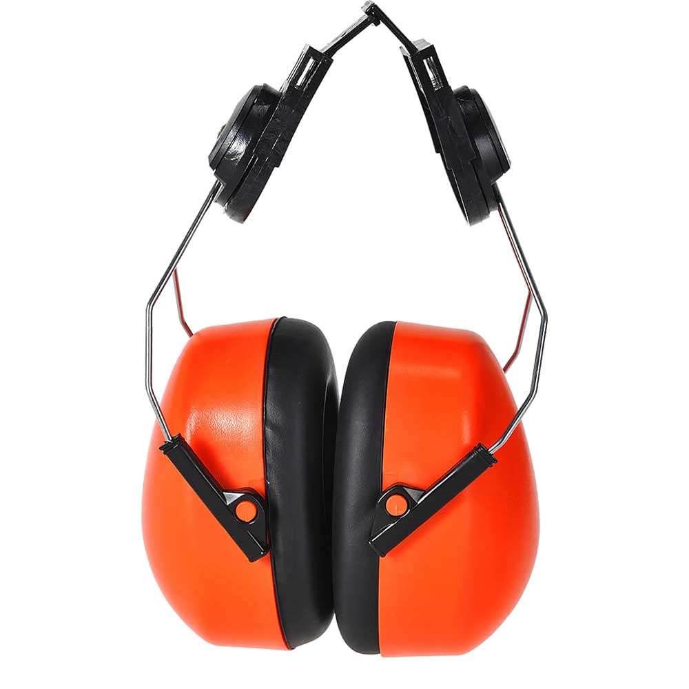 Portwest High Vis Clip On Ear Defenders for Endurance Helmets Orange