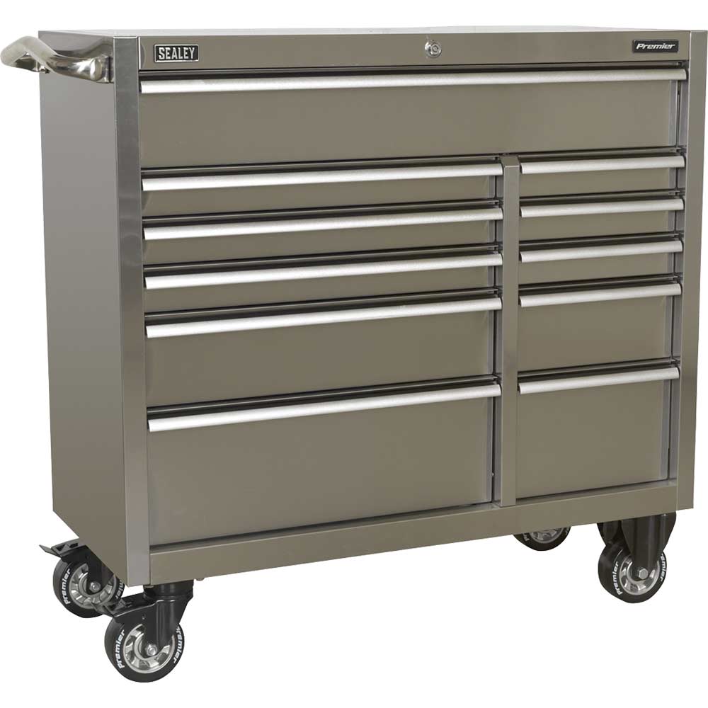 Image of Sealey Premier 11 Drawer Wide Stainless Steel Roller Cabinet Stainless Steel