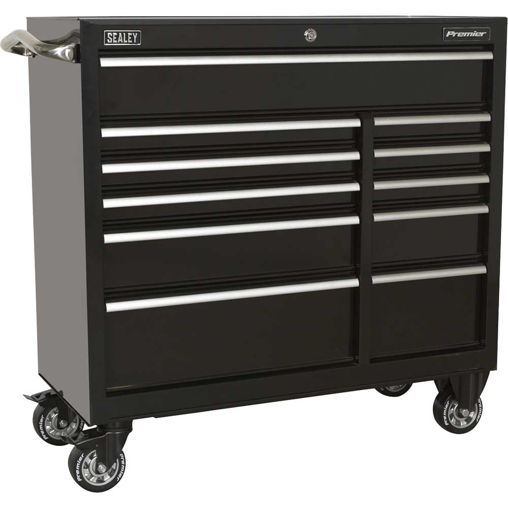 Sealey Premier 11 Drawer Heavy Duty Roller Cabinet Black in UK Specification