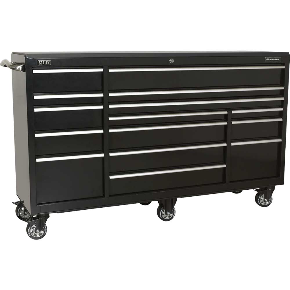 Sealey Premier 15 Drawer Heavy Duty Roller Cabinet Black in UK Specification