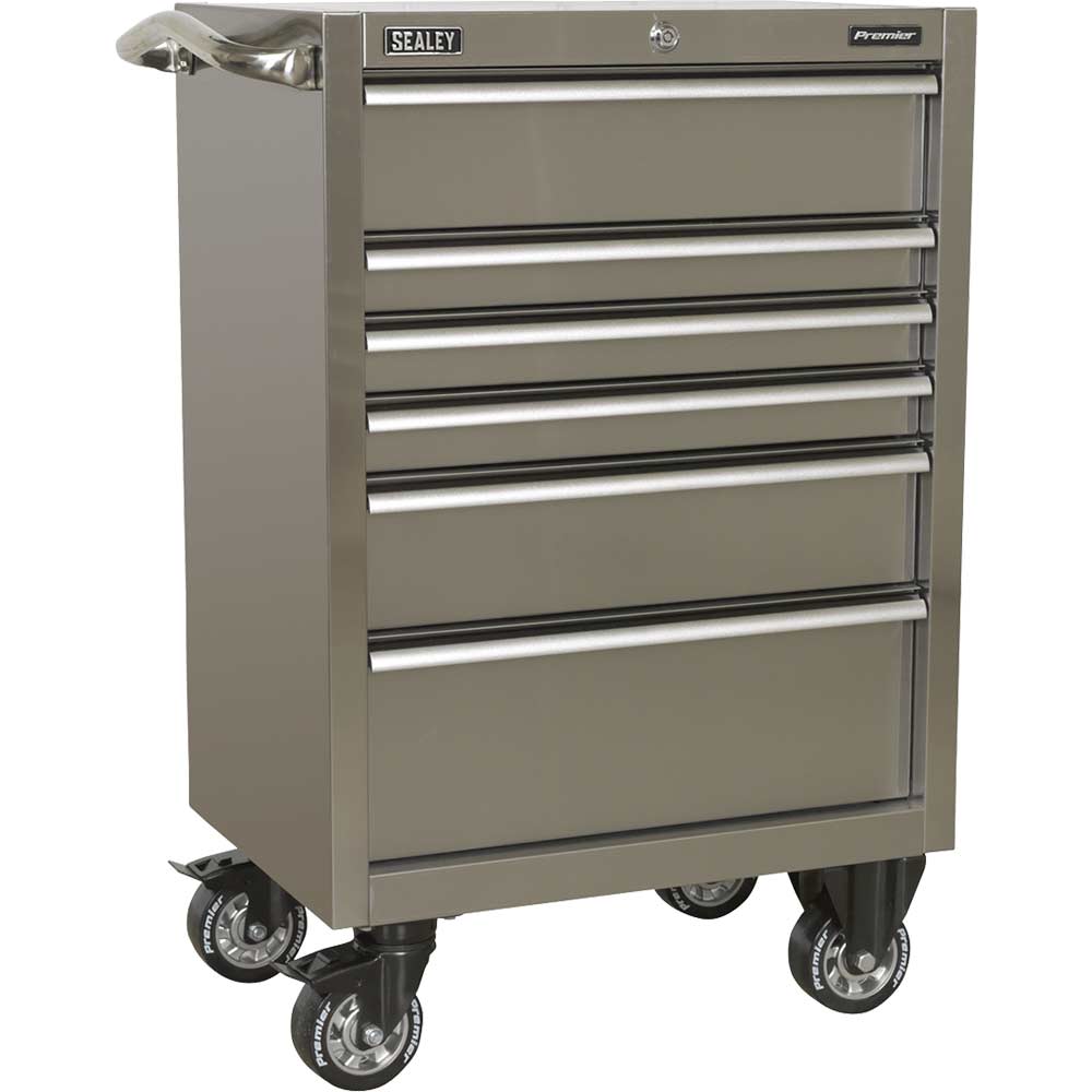 Image of Sealey Premier 6 Drawer Stainless Steel Roller Cabinet Stainless Steel