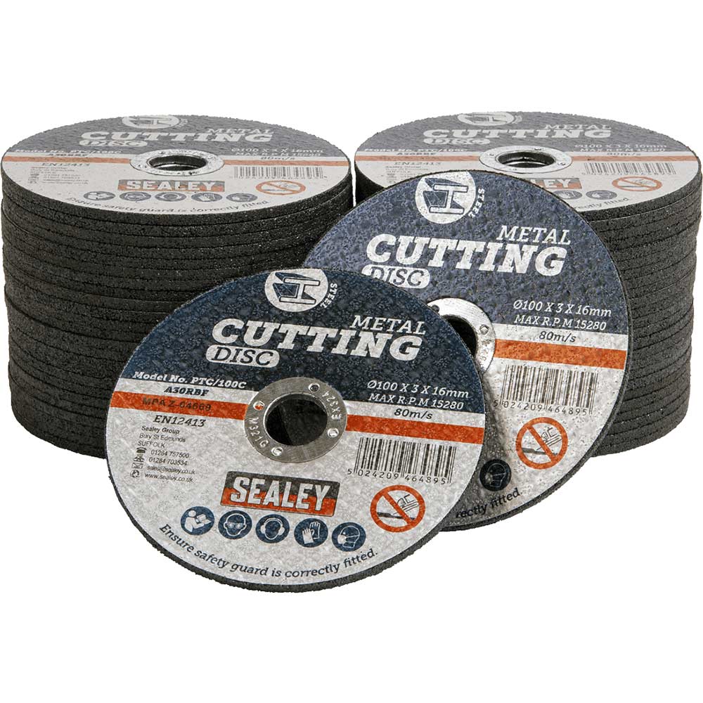 Image of Sealey Metal Cutting Disc 100mm 3mm Pack of 50