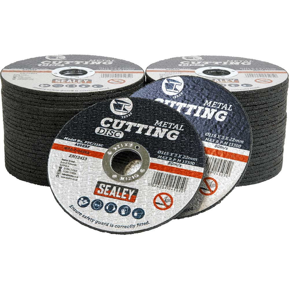 Image of Sealey Metal Cutting Disc 115mm 3mm Pack of 50