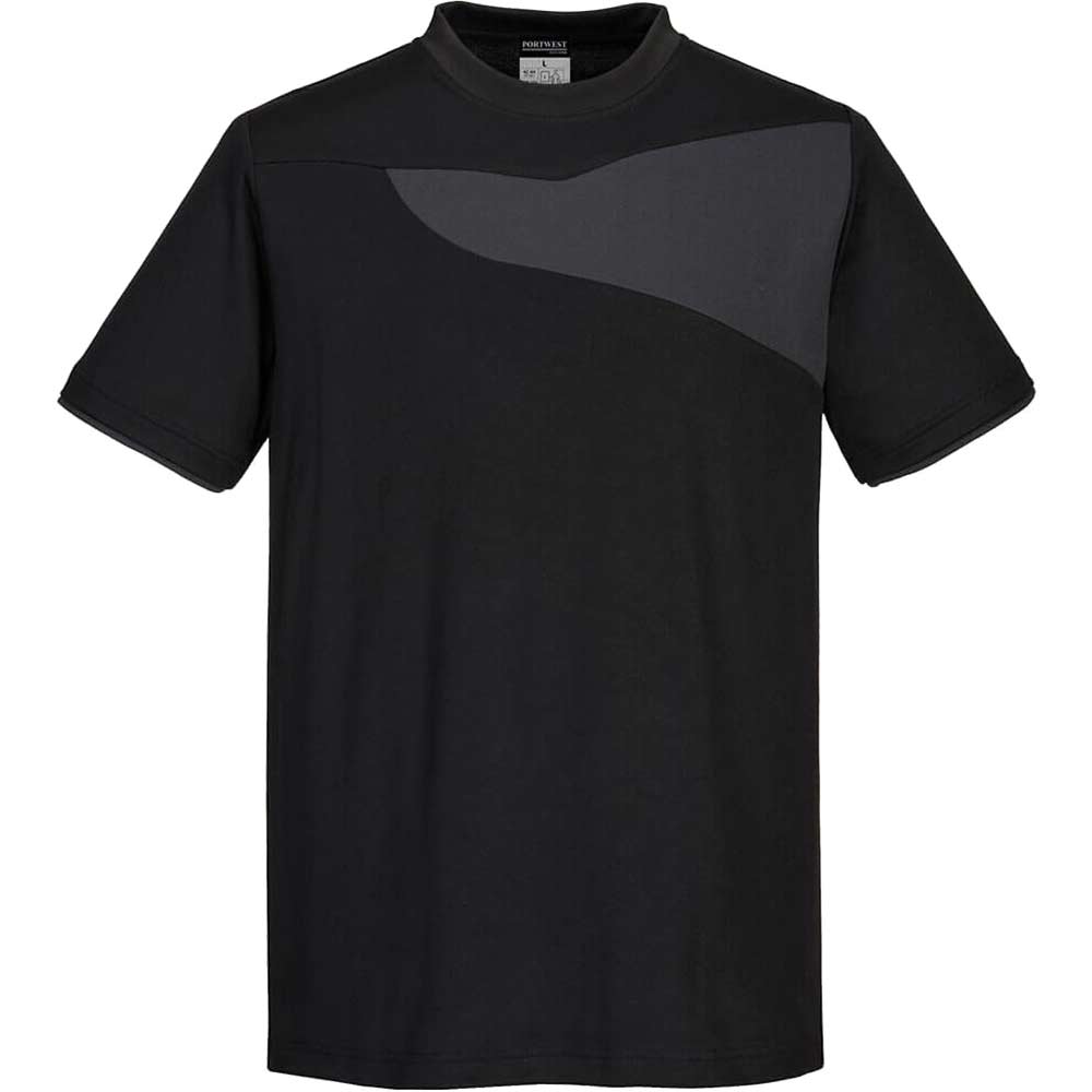 Portwest PW2 Mens Cotton Comfort T Shirt Black / Zoom Grey S