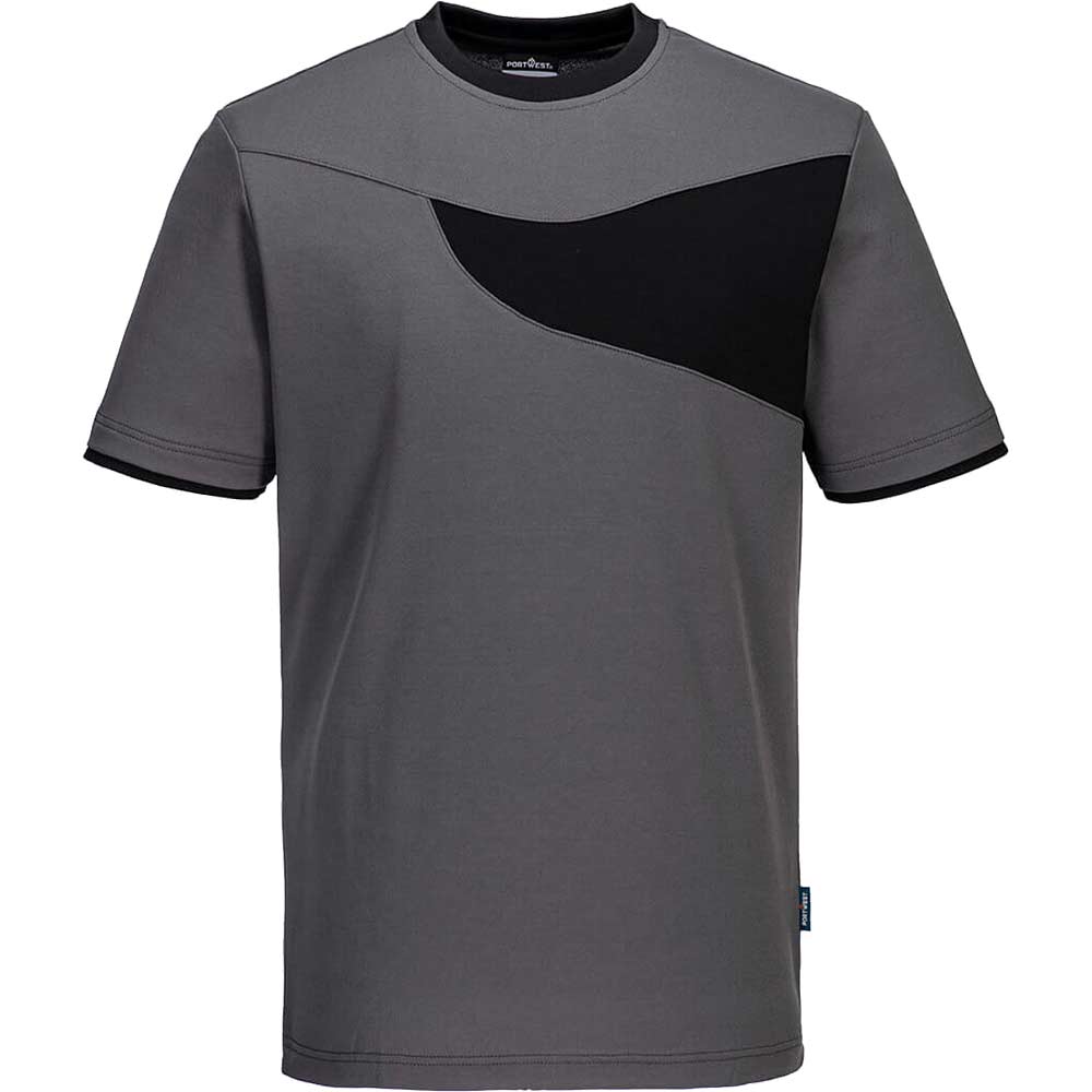 Portwest PW2 Mens Cotton Comfort T Shirt Zoom Grey / Black L