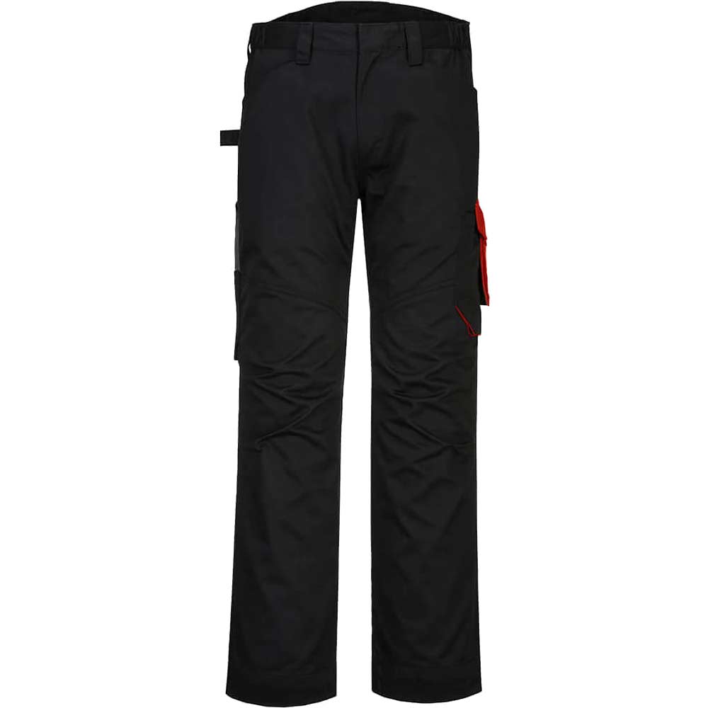 Portwest PW2 Service Work Trousers Black / Red 30" 31