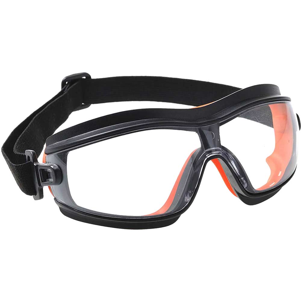 Portwest Slim Safety Goggles Black / Orange Clear