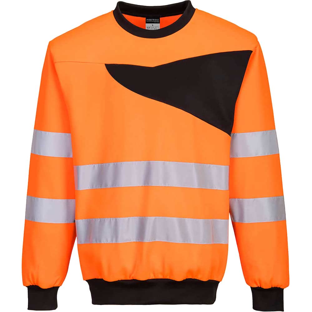 Portwest PW2 Mens Hi Vis Sweatshirt Orange / Black S