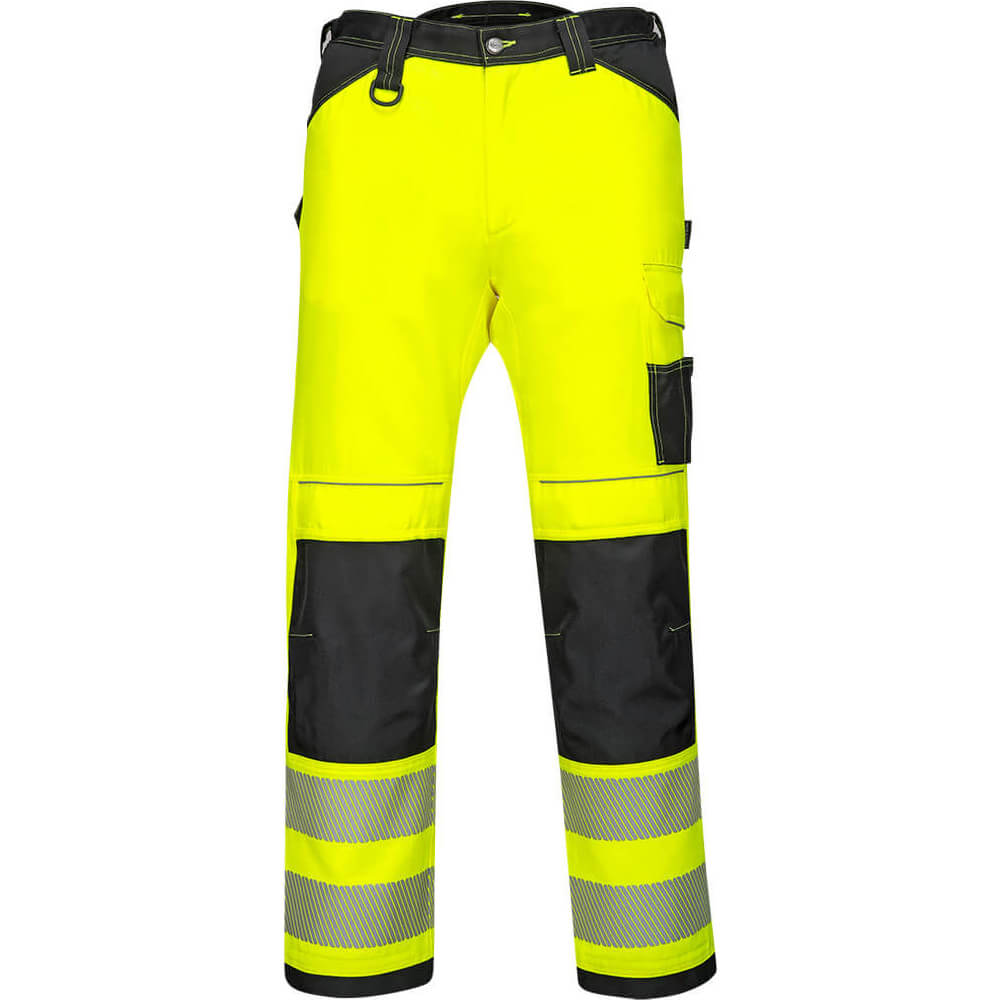 Image of Portwest PW3 Hi Vis Lightweight Stretch Trousers Yellow / Black 34" 31"