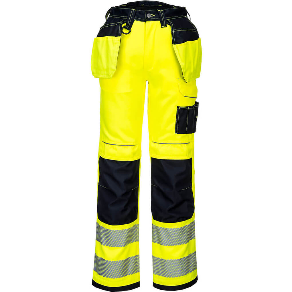 Image of Portwest PW3 Hi Vis Stretch Holster Trousers Yellow / Black 30" 31"